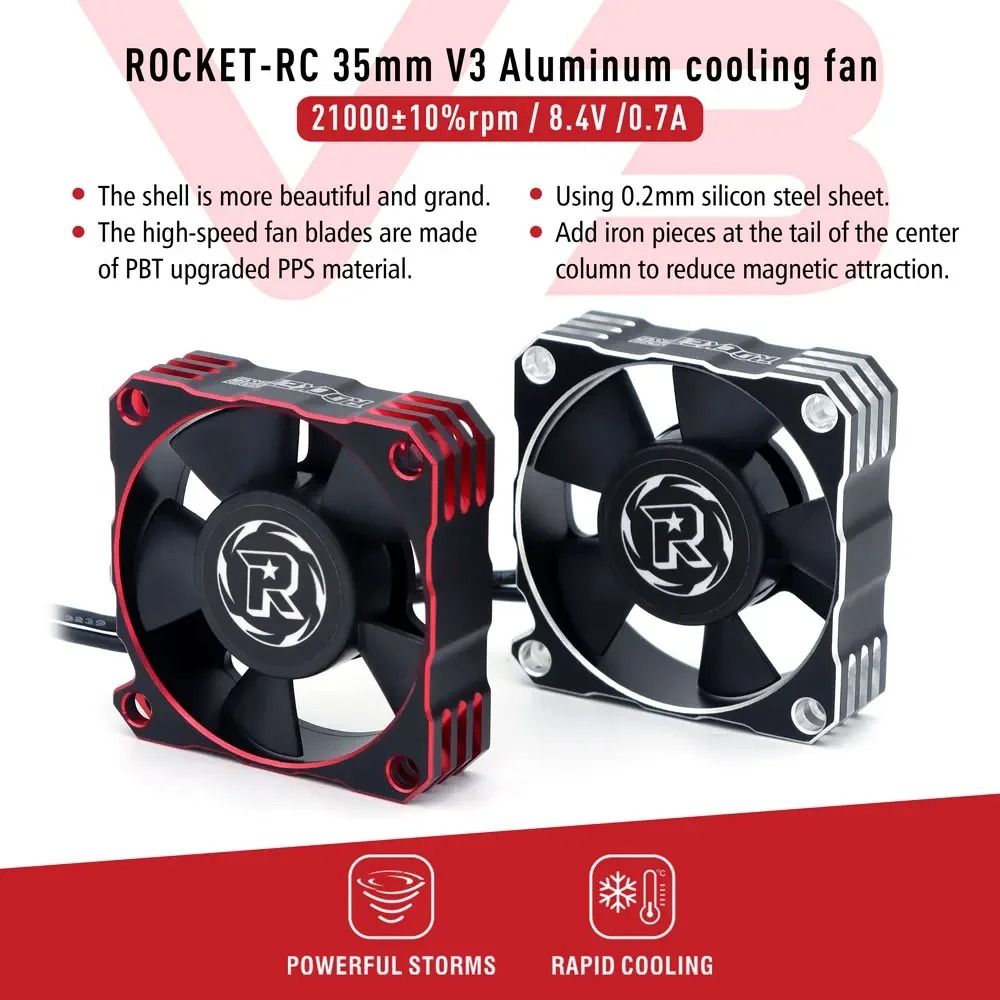 Rc Hobby Motor - مروحة تبريد معدنية Rocket-RC V3 مقاس