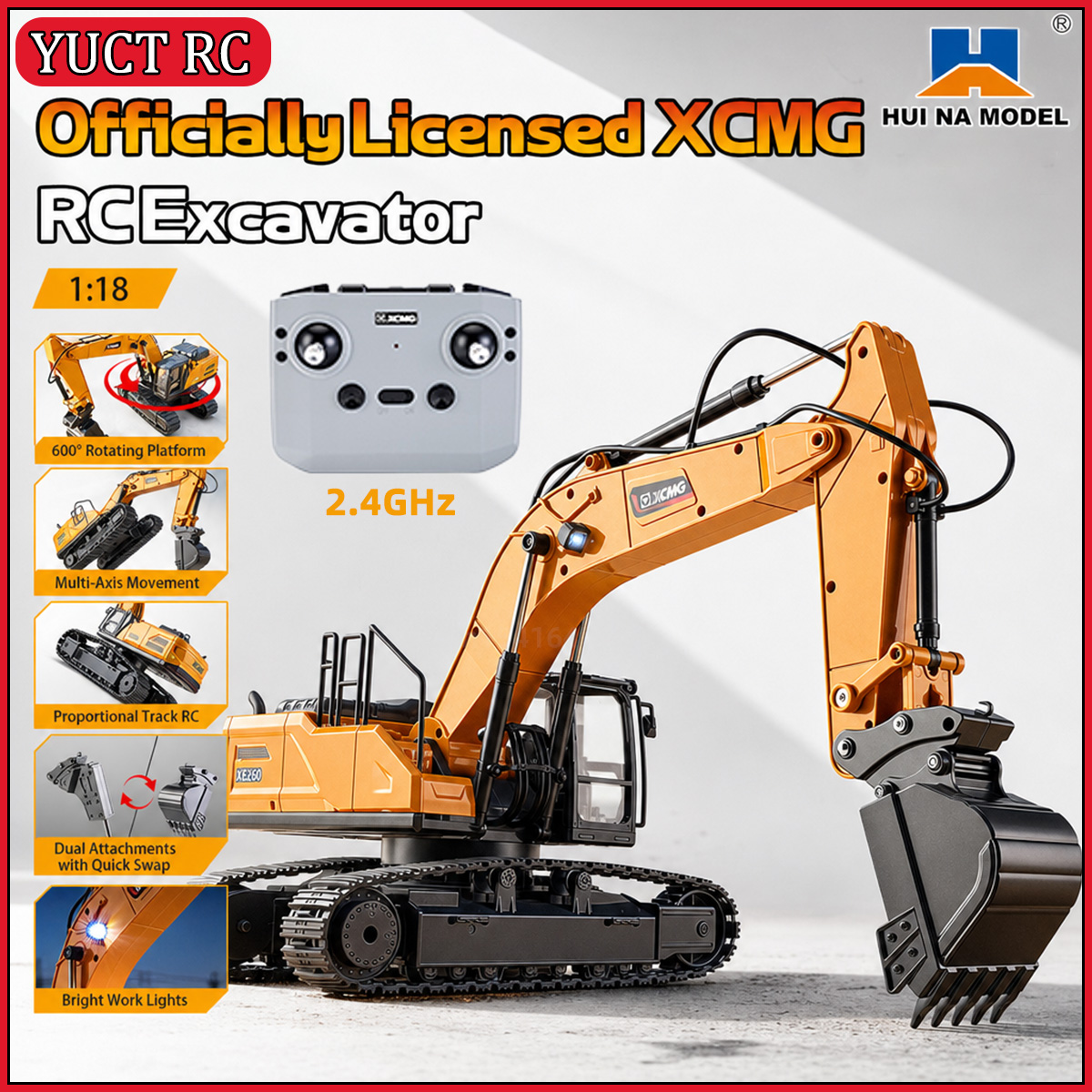 حفارة HUINA XCMG XE260 بمقياس  - مراجعة Rc Hobby Motor وسعره